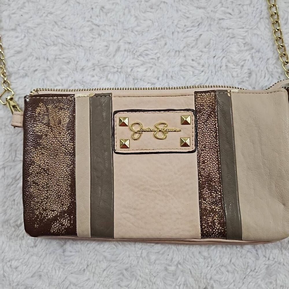 Jessica Simpson Ryanne Crossbody Metallic studded chained strap party purse